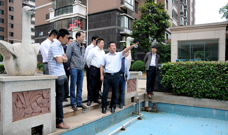 杜先松副總裁一行察看小區水系改造工程進展